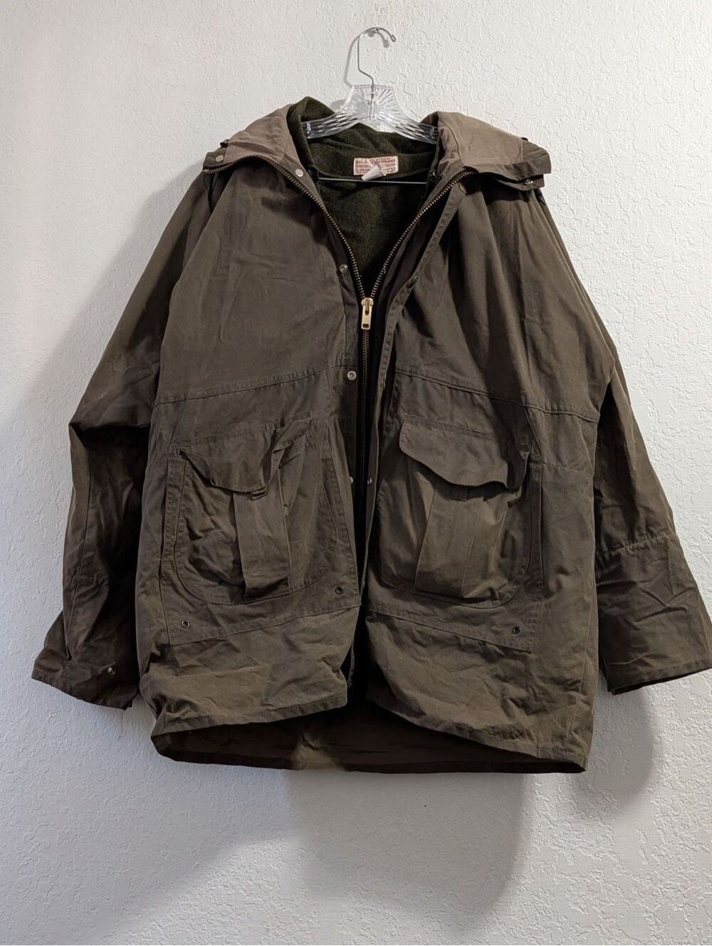 Filson All Season Rain Coat, Size XXL New Zip Liner Wax burnt olive jacket